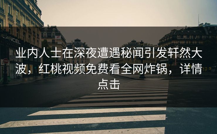 业内人士在深夜遭遇秘闻引发轩然大波，红桃视频免费看全网炸锅，详情点击