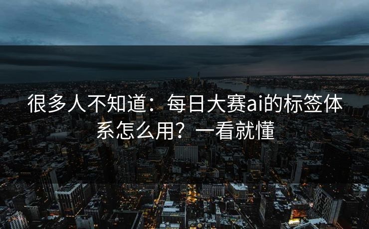 很多人不知道：每日大赛ai的标签体系怎么用？一看就懂