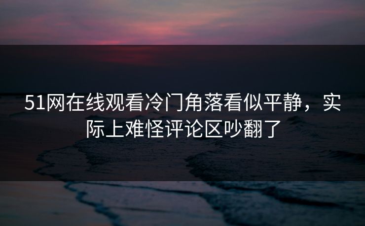 51网在线观看冷门角落看似平静，实际上难怪评论区吵翻了